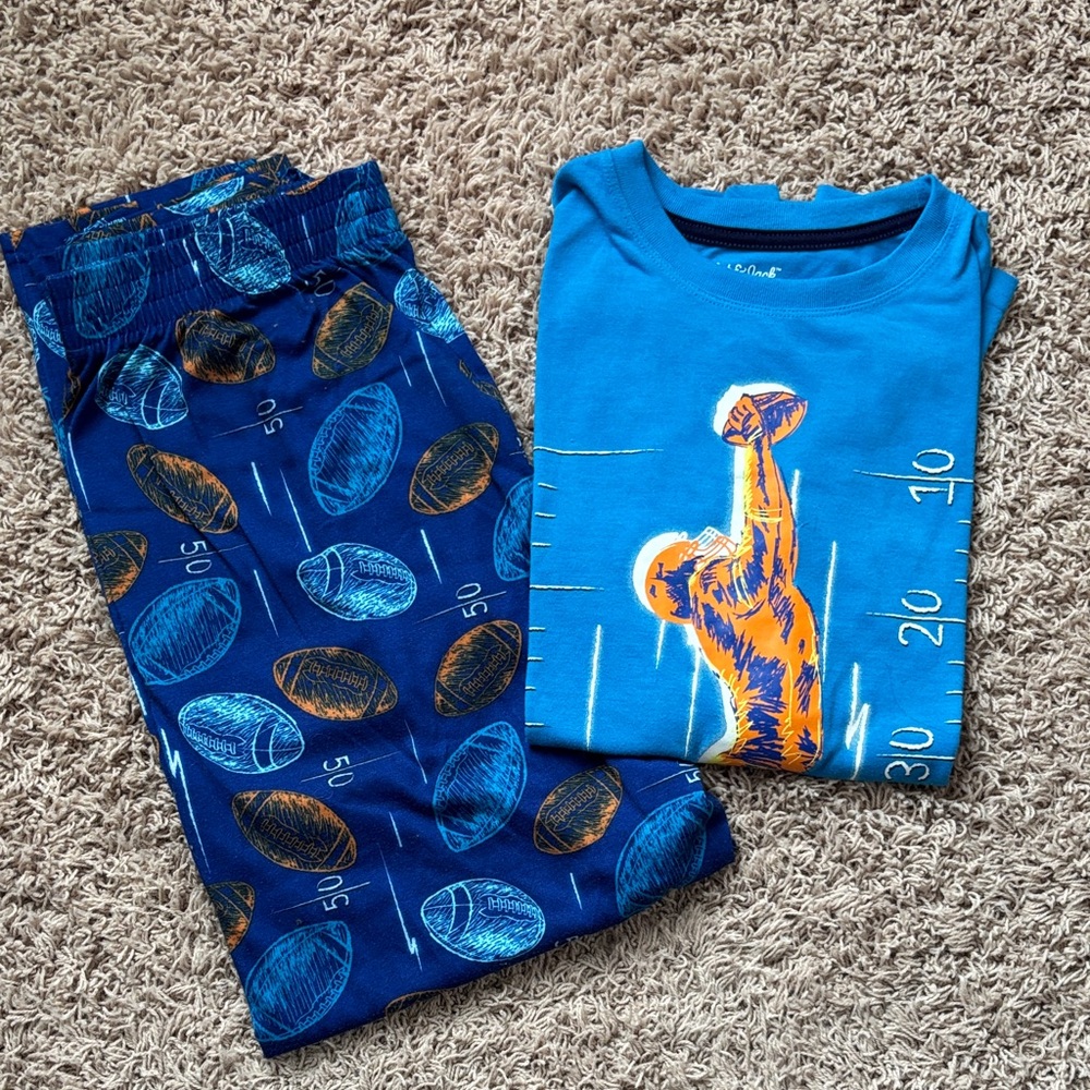 Cat & Jack Blue and Orange Football Pajama Set